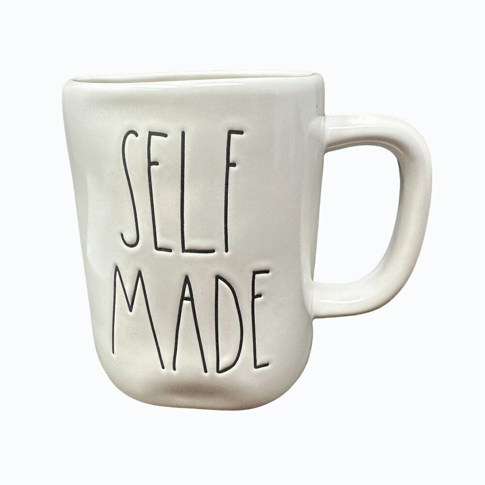 Rae Dunn SELF MADE Mug Ceramic Large Coffee Cup Magenta LL Farmhouse Gift White